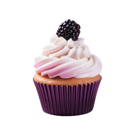 Cupcake With Fresh Blackberries And Curd Cream