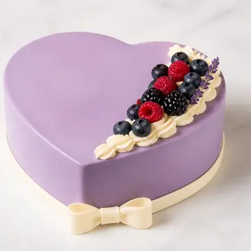 Бенто торт: Лавандовый, Сердце, Ганаш, 1 ярус, Кремовые Завитки, 1 кг