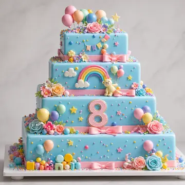 Детский торт №1508: цвет Небесный, форма Квадрат, покрытие Ганаш