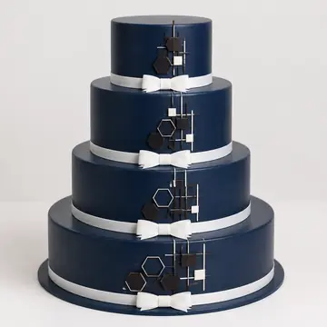 Корпоративный торт: Темно-Синий, Круг, Шоколадная Глазурь, 4 яруса, Лента, 25 кг
