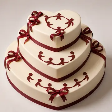 Корпоративный торт: Бежевый, Сердце, Ганаш, 3 яруса, Лента, 12 кг