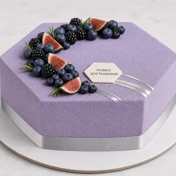 Корпоративный торт №1046: цвет Лавандовый, форма Шестиугольник, покрытие Велюр