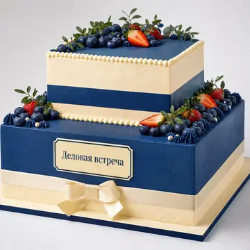 Корпоративный торт №1166: цвет Синий, форма Квадрат, покрытие Крем-Чиз