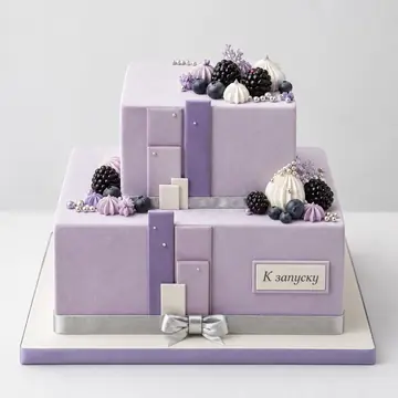 Корпоративный торт №1449: цвет Лавандовый, форма Квадрат, покрытие Велюр