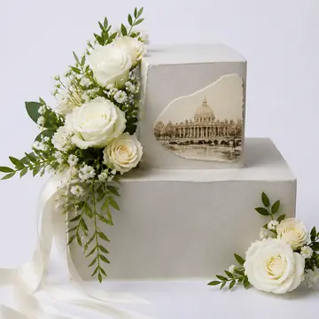 Свадебный торт: Светло-Серый, Прямоугольник, Крем-Чиз, 2 яруса, Атласные Ленты, 6 кг