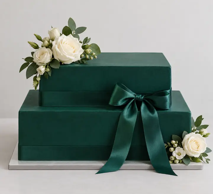 Изображение торта на заказ Свадебные торты: Изумрудный, Прямоугольник, Ганаш, 2 яруса, нет, 6 кг