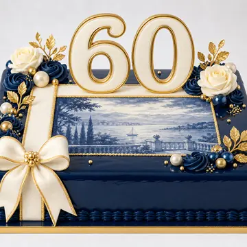Торт на день рождения №1210: цвет Синий, форма Квадрат, покрытие Шоколадная Глазурь
