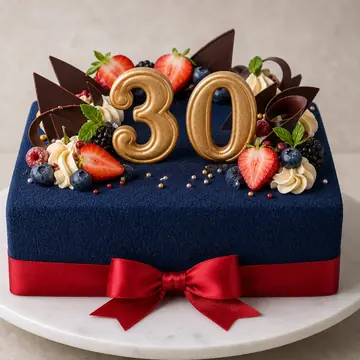 Торт на день рождения №566: цвет Темно-Синий, форма Квадрат, покрытие Велюр