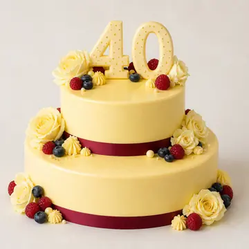 Торт на день рождения №589: цвет Лимонный, форма Круг, покрытие Ганаш