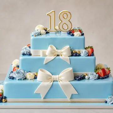 Торт на день рождения №748: цвет Небесный, форма Прямоугольник, покрытие Ганаш