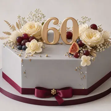 Торт на день рождения №951: цвет Светло-Серый, форма Шестиугольник, покрытие Сахарная Мастика