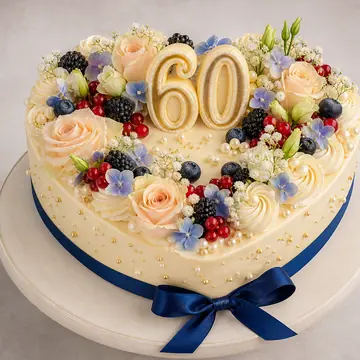 Торт на день рождения №973: цвет Шампань, форма Сердце, покрытие Крем-Чиз